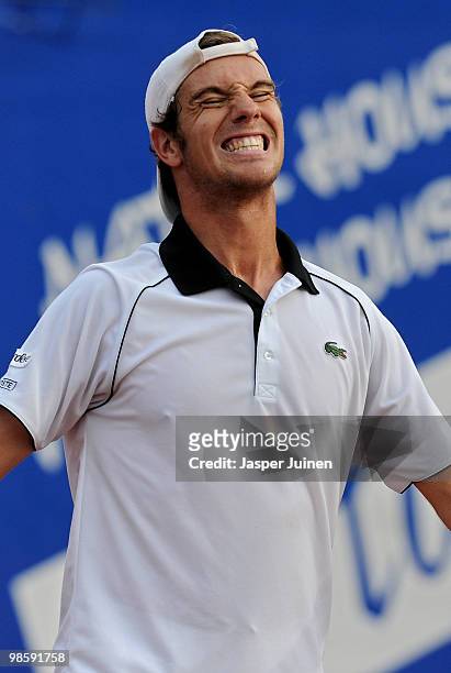 Richard Gasquet of France reacts during his match against Fernando Verdasco of Spain on day three of the ATP 500 World Tour Barcelona Open Banco...