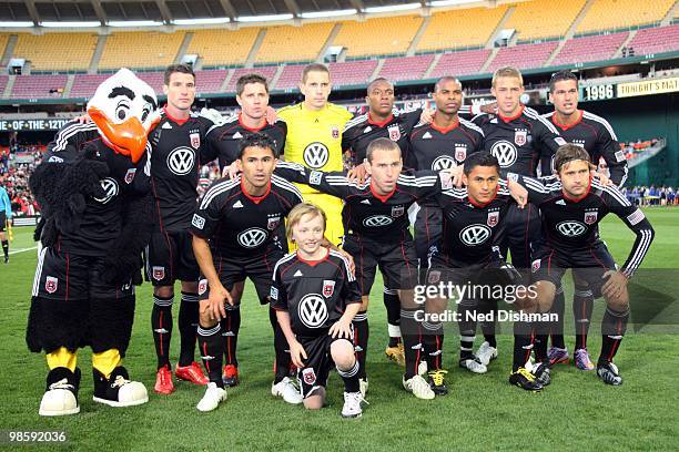 The first team of D.C. United pose for a photo against the Chicago Fire at RFK Stadium on April 17, 2010 in Washington, DC. The Fire won 2-0. Front,...