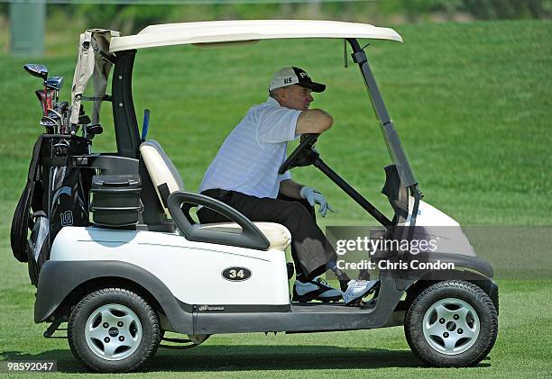 Ken Green watches his amateur partners during the Wednesday afternoon pro-am at the Liberty Mutual Legends of Golf at The Westin Savannah Harbor Golf...