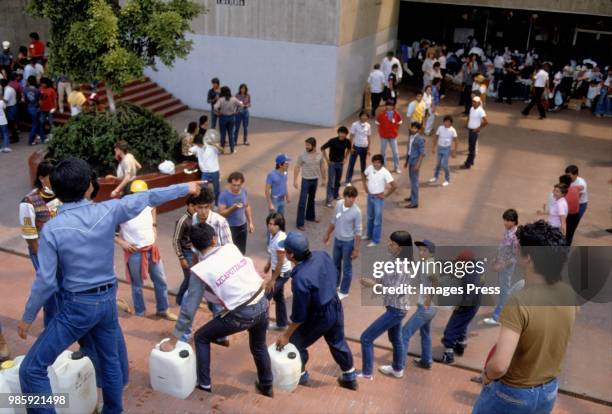 Damage from an earthquake circa 1985 in Mexico City, Mexico.