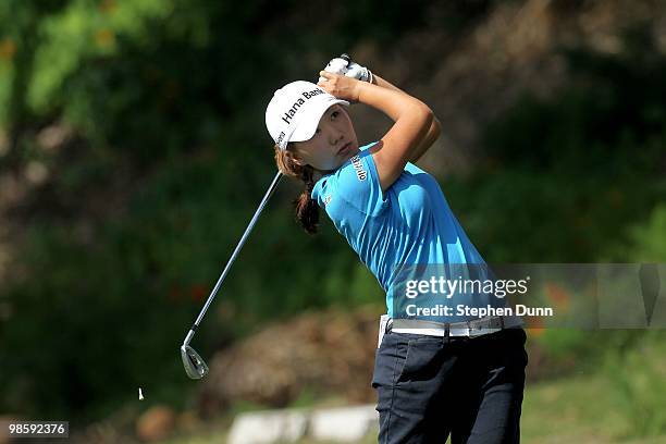 In-Kyung Kim of South Korea hits her tee shot on the fifth hole during the third round of the Kia Classic Presented by J Golf at La Costa Resort and...