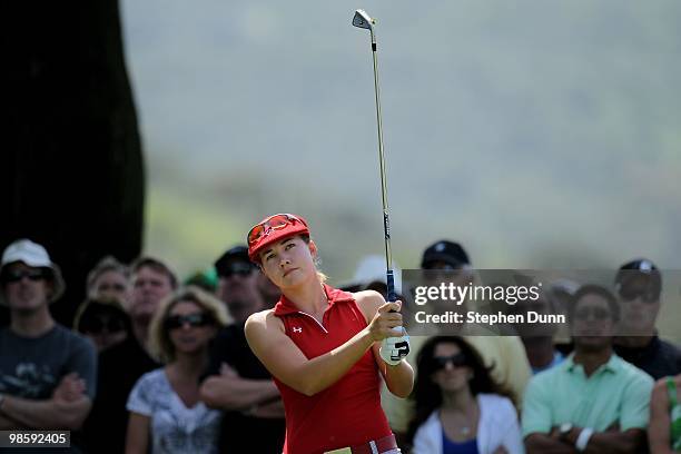 Vicky Hurst hits her tee shot on the second hole during the third round of the Kia Classic Presented by J Golf at La Costa Resort and Spa on March...