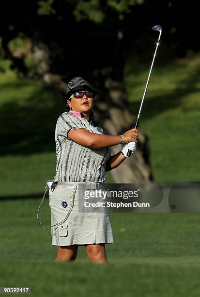 Christina Kim hits her second shot on the 15th hole during the third round of the Kia Classic Presented by J Golf at La Costa Resort and Spa on March...
