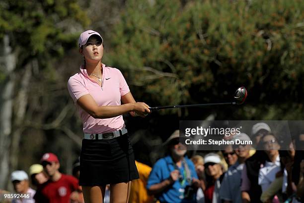 Michelle Wie hits her tee shot on the seventh hole during the third round of the Kia Classic Presented by J Golf at La Costa Resort and Spa on March...
