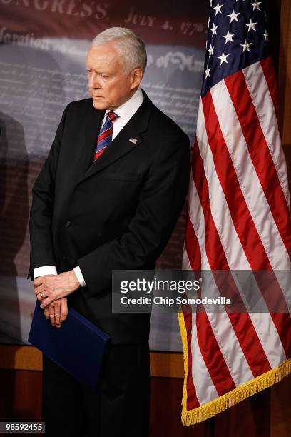 Sen. Orrin Hatch participates in a news conference about bipartisan progress on financial reform legislation at the U.S. Capitol April 21, 2010 in...