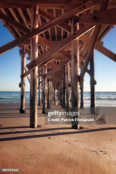 under the gaviota pier - gaivota stock pictures, royalty-free photos & images