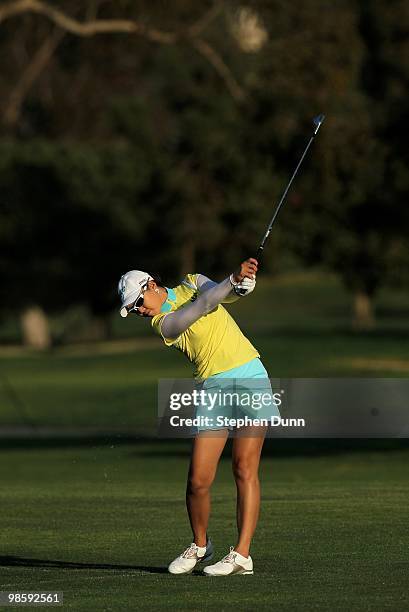 Hee Kyung Seo of South Korea hits her third shot on the 18th hole during the final round of the Kia Classic Presented by J Golf at La Costa Resort...