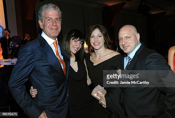 Chef Anthony Bourdain, Ottavia Busia, guest and Top Chef host Tom Colicchio attend the Food Bank for New York City's 8th Annual Can-Do Awards dinner...