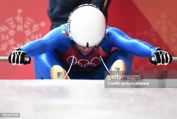 Italy's Sandra Robatscher competes in the women's single luge event on day three of the Pyeongchang 2018 Winter Olympic Games at the Olympic Sliding...