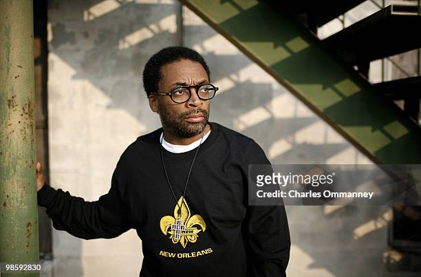 Filmmaker Spike Lee poses for photo in the Lower Ninth Ward district on July 23, 2006 of New Orleans, Louisiana.