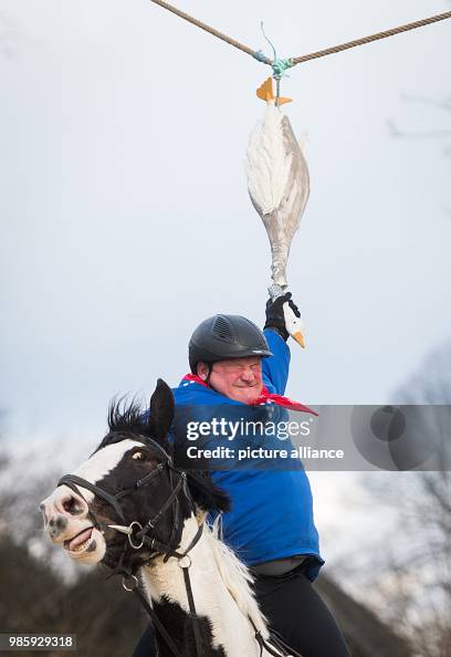 The day's winner of the traditional geese riding of the Geese Rider ...