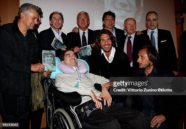 Roberto Baggio, Franco Baresi, Stefano Borgonovo, Marcello Lippi, Stefano Eranio, Paolo Maldini, Andrea Monti attend 'Attaccante Nato' Book Launch...