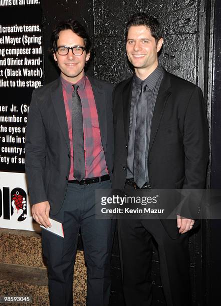 Paul Rudd and arranger/orchestrator Tom Kitt attend the opening of "American Idiot" on Broadway at the St. James Theatre on April 20, 2010 in New...