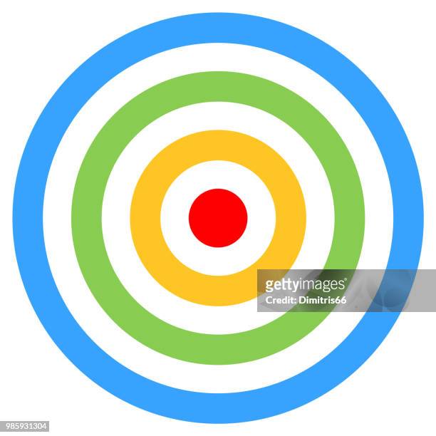 bildbanksillustrationer, clip art samt tecknat material och ikoner med röd dart mål - koncentriska färgade cirklar - darttavla