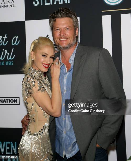 Singer Gwen Stefani and recording artist Blake Shelton attend the grand opening of the "Gwen Stefani - Just a Girl" residency at Planet Hollywood...