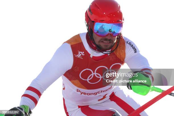 Austria's Marcel Hirscher in action at the Jeongseon Alpine Centre in Pyeongchang, South Korea, 13 February 2018. Photo: Michael Kappeler/dpa