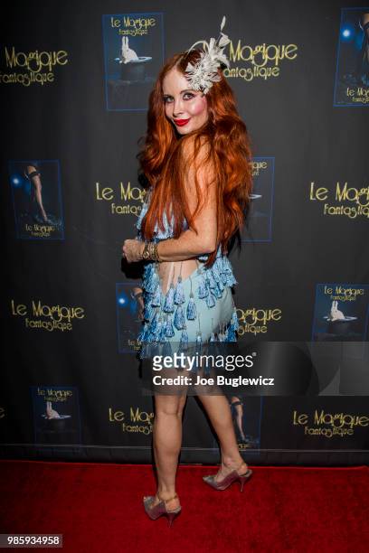 Actress Phoebe Price attends the opening night of "Le Magique Fantastique" magic burlesque show at the Windows Showroom at Bally's Las Vegas on June...