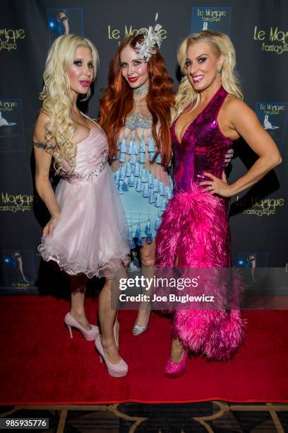 Television personality Angelique "Frenchy" Morgan, actress Phoebe Price and producer Suzie Malone attend the opening night of "Le Magique...