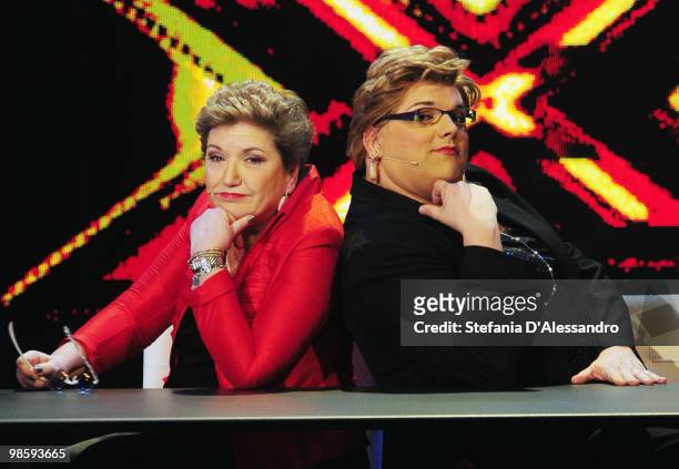 Mara Maionchi and Aldo Piazza attend 'Chiambretti Night' Italian Tv Show held at Mediaset Studios on April 21, 2010 in Milan, Italy.
