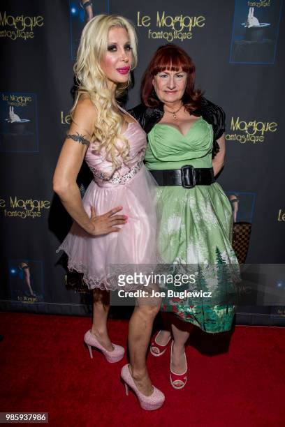 Television personality Angelique "Frenchy" Morgan and producer Jeanie St. James attend the opening night of "Le Magique Fantastique" magic burlesque...