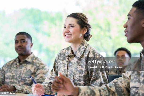 attentive student attends military academy - military courage stock pictures, royalty-free photos & images