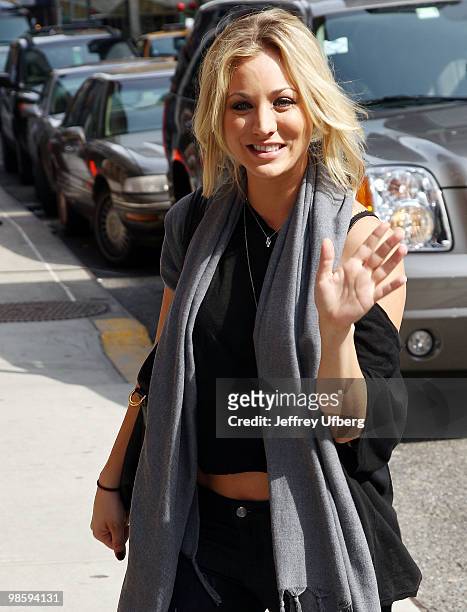Actress Kaley Cuoco visits "Late Show With David Letterman" at the Ed Sullivan Theater on April 21, 2010 in New York City.