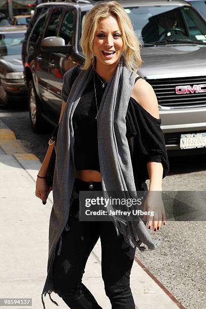 Actress Kaley Cuoco visits "Late Show With David Letterman" at the Ed Sullivan Theater on April 21, 2010 in New York City.