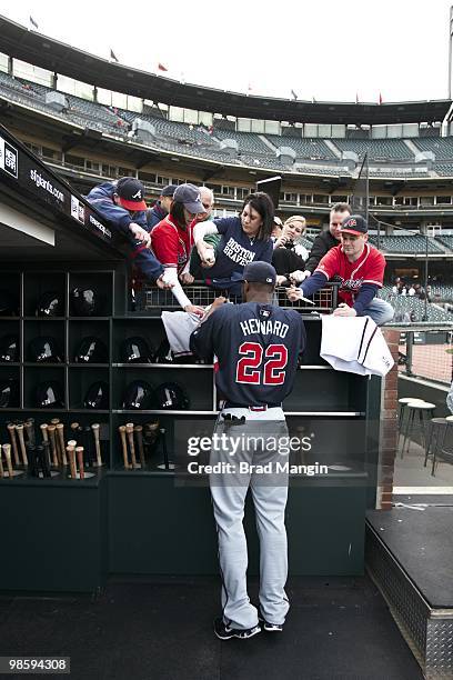 Atlanta Braves Jason Heyward with fans before game vs San Francisco Giants. San Francisco, CA 4/10/2010 CREDIT: Brad Mangin