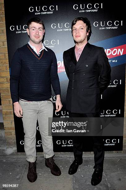 Musicians Jack Savidge and Ed Macfarlane of Friendly Fires attend the Gucci Icon Temporary store opening on April 21, 2010 in London, England.