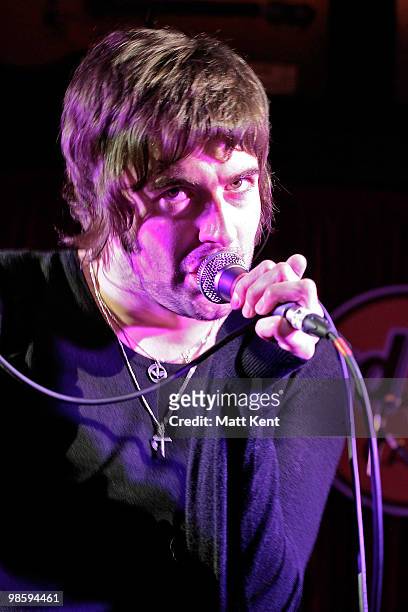 Liam Fray of The Courteeners performs as part of Q The Music Club at Hard Rock Cafe, Old Park Lane on April 21, 2010 in London, England.