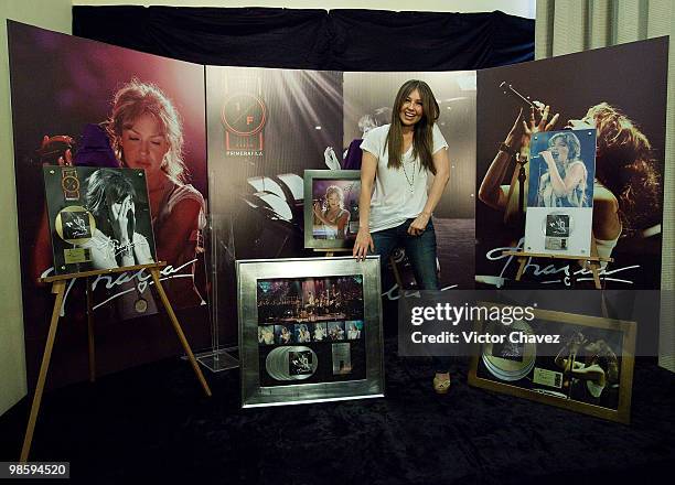 Singer Thalia attends the "Primera Fila" album launch at Hotel JW Marriot on April 21, 2010 in Mexico City, Mexico.