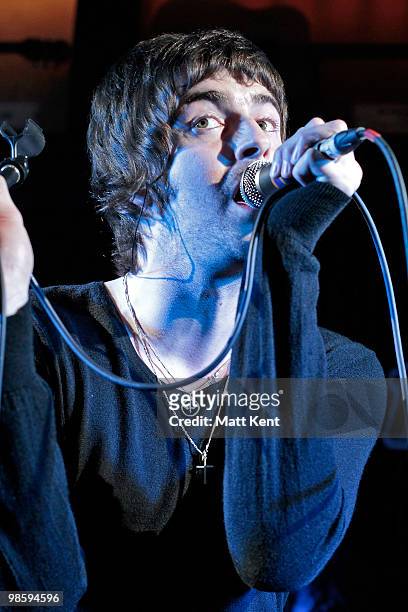 Liam Fray of The Courteeners performs as part of Q The Music Club at Hard Rock Cafe, Old Park Lane on April 21, 2010 in London, England.