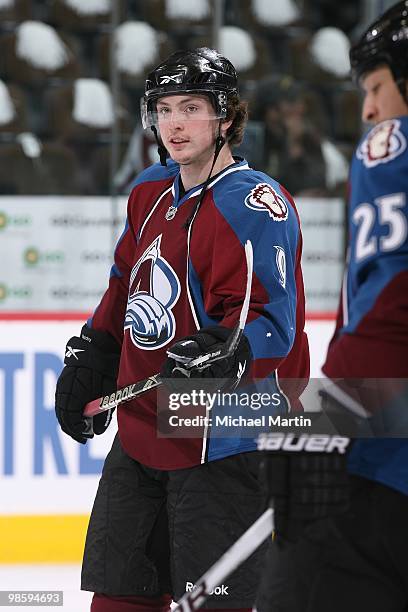 Matt Duchene of the Colorado Avalanche skates prior to the game against the San Jose Sharks in game Four of the Western Conference Quarterfinals...