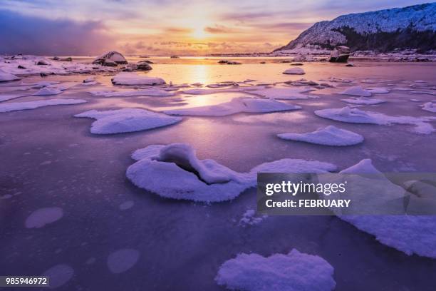 view of lofoten in winter, norway - moskenesoya stock pictures, royalty-free photos & images