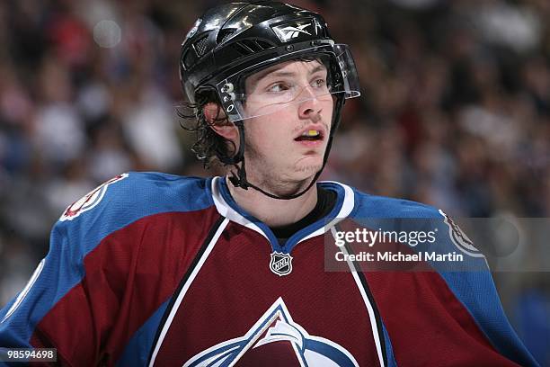 Matt Duchene of the Colorado Avalanche skates against the San Jose Sharks in game Four of the Western Conference Quarterfinals during the 2010 NHL...