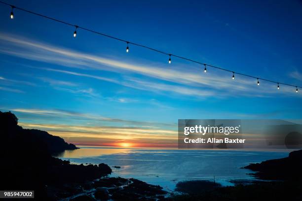 elevated view of devon coastline during sunset - ilfracombe stock pictures, royalty-free photos & images
