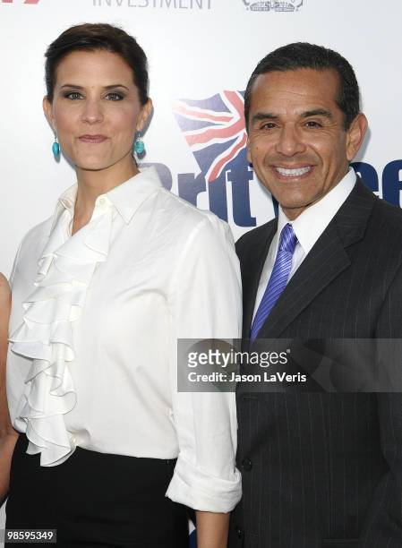 Lu Parker and Antonio Villaraigosa attend the BritWeek champagne launch red carpet event at the British Consul General's residence on April 20, 2010...