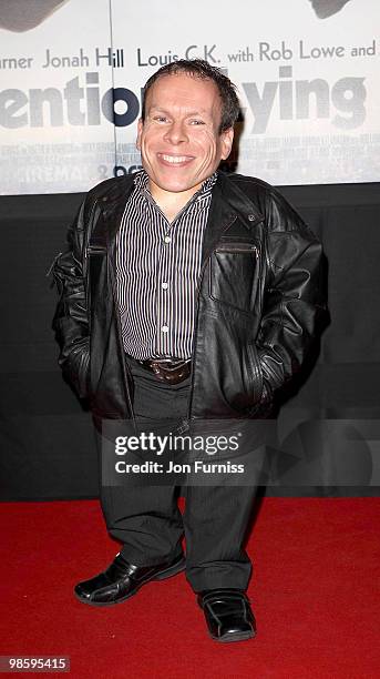 Warwick Davis attends the premiere of ''The Invention Of Lying'' on October 1, 2009 in London, England.