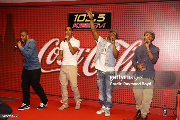 British boy band JLS performs in the KISS-FM "Coca-Cola Lounge" in Chicago, Illinois on APRIL 20, 2010.