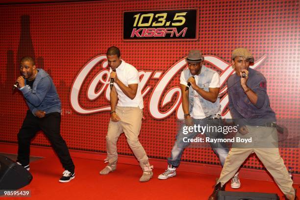 British boy band JLS performs in the KISS-FM "Coca-Cola Lounge" in Chicago, Illinois on APRIL 20, 2010.