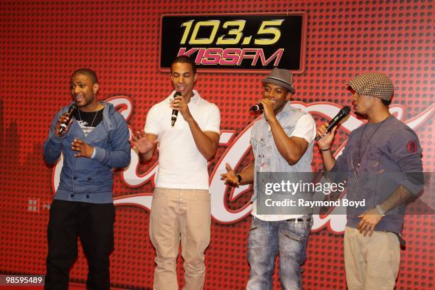 British boy band JLS performs in the KISS-FM "Coca-Cola Lounge" in Chicago, Illinois on APRIL 20, 2010.