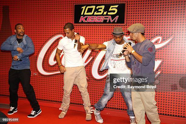 British boy band JLS performs in the KISS-FM "Coca-Cola Lounge" in Chicago, Illinois on APRIL 20, 2010.