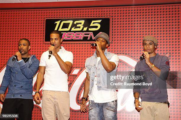 British boy band JLS performs in the KISS-FM "Coca-Cola Lounge" in Chicago, Illinois on APRIL 20, 2010.