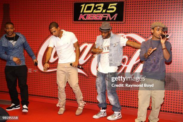 British boy band JLS performs in the KISS-FM "Coca-Cola Lounge" in Chicago, Illinois on APRIL 20, 2010.