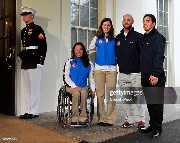 Alana Nichols, Paralympic Sit Skiier; Katherine Reutter, Olympic Speed Skater; Heath Calhoun, Paralympic Sit Skiier; and Apolo Ono, Olympic Short...