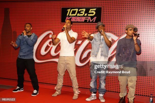 British boy band JLS performs in the KISS-FM "Coca-Cola Lounge" in Chicago, Illinois on APRIL 20, 2010.