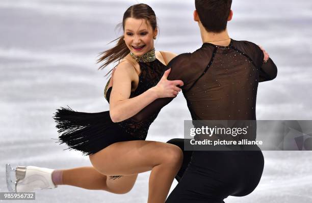 Annika Hocke and Ruben Blommaert from Germany in action during the figure skating pairs short program of the 2018 Winter Olympics in the Gangneung...