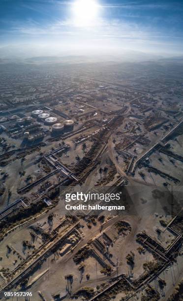 aerial view of kern river oil field - kern river oil field stock pictures, royalty-free photos & images