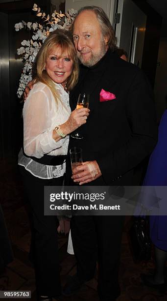 Pattie Boyd and Ed Victor attend the book launch party of Nicky Haslam's book 'Sheer Opulence', at The Westbury Hotel on April 21, 2010 in London,...