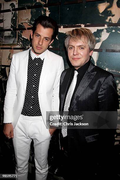 Mark Ronson and Nick Rhodes attend the Gucci Icon Temporary store opening afterparty at Ronnie Scott's on April 21, 2010 in London, England.